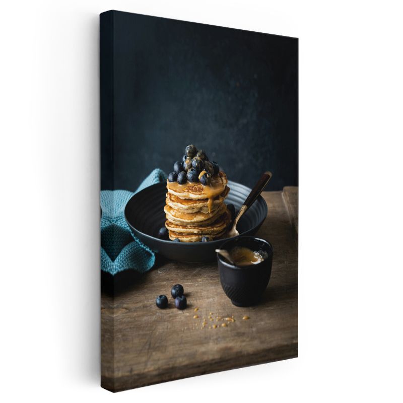 Yaban Mersinli Pancake - Akışkan Bal Sosuyla Kanvas Tablo