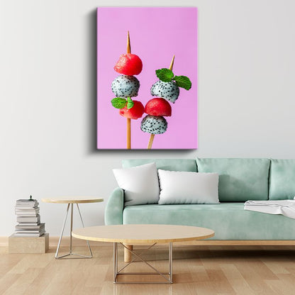 Tropik Meyve Şişleri - Ejder Meyvesi ve Karpuz Kanvas Tablo