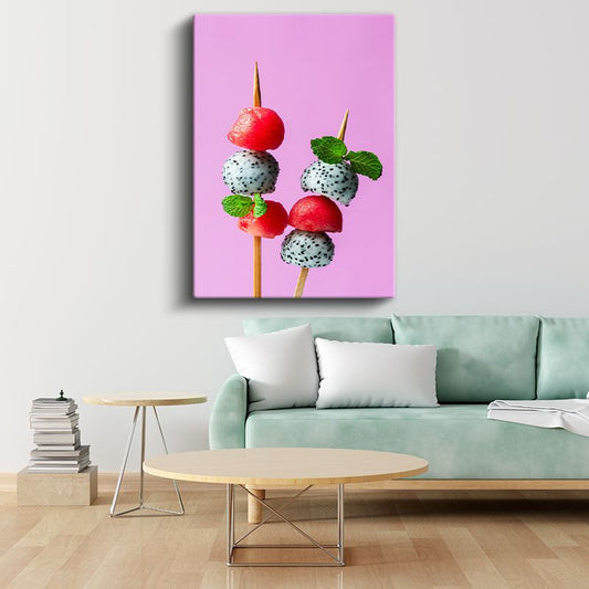 Tropik Meyve Şişleri - Ejder Meyvesi ve Karpuz Kanvas Tablo