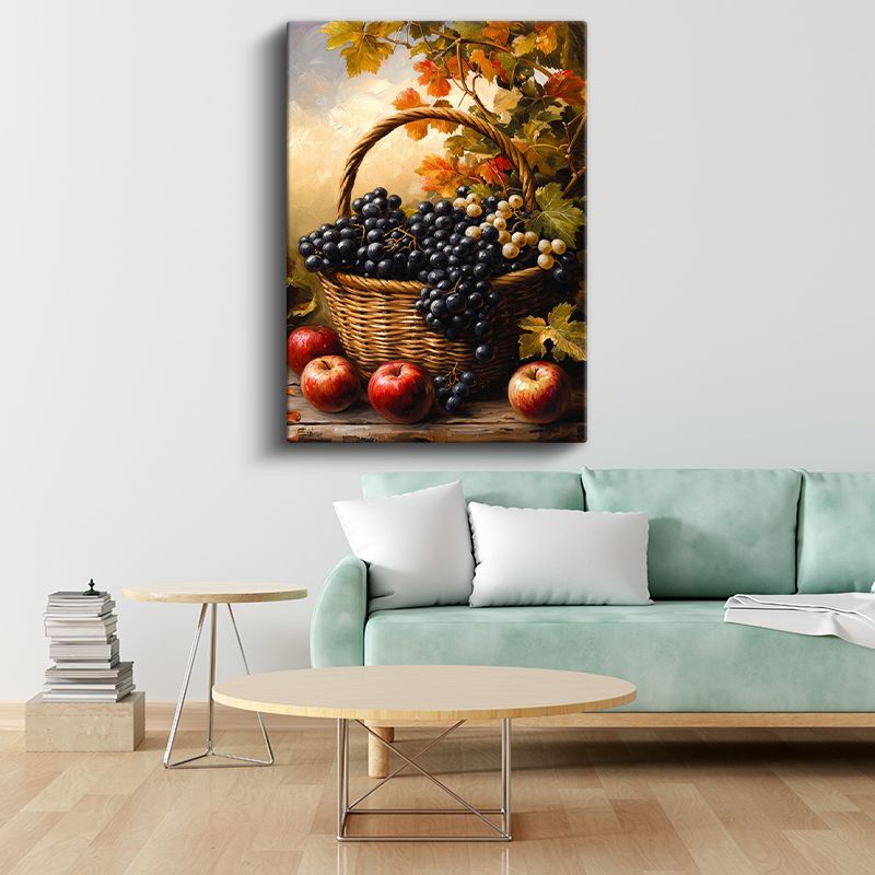Üzüm Sepeti - Klasik Natürmort Meyve Kompozisyonu Kanvas Tablo