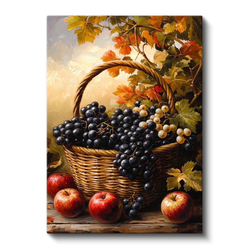 Üzüm Sepeti - Klasik Natürmort Meyve Kompozisyonu Kanvas Tablo