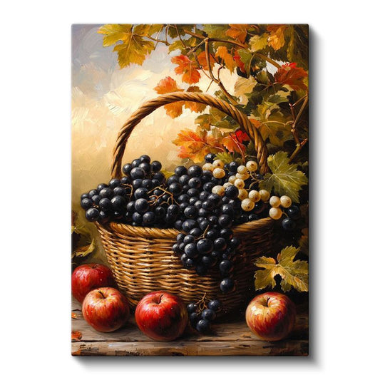 Üzüm Sepeti - Klasik Natürmort Meyve Kompozisyonu Kanvas Tablo