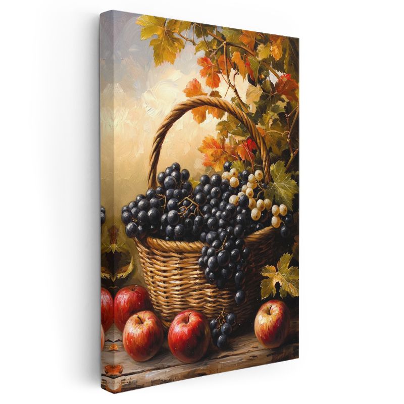 Üzüm Sepeti - Klasik Natürmort Meyve Kompozisyonu Kanvas Tablo