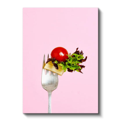 Taze Salata - Çatalda Lezzet Dokunuşu Kanvas Tablo