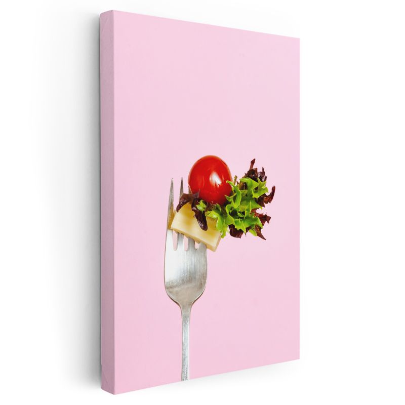 Taze Salata - Çatalda Lezzet Dokunuşu Kanvas Tablo