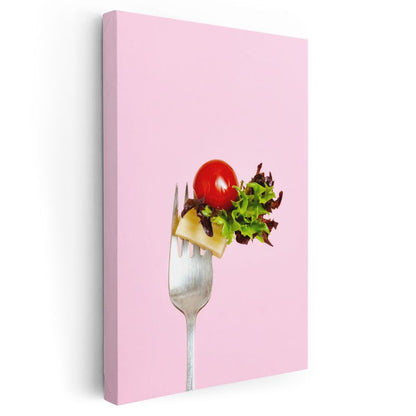 Taze Salata - Çatalda Lezzet Dokunuşu Kanvas Tablo