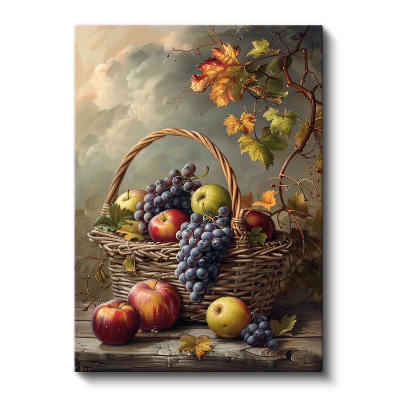 Sonbahar Hasadı - Klasik Meyve Sepeti Kompozisyonu Kanvas Tablo