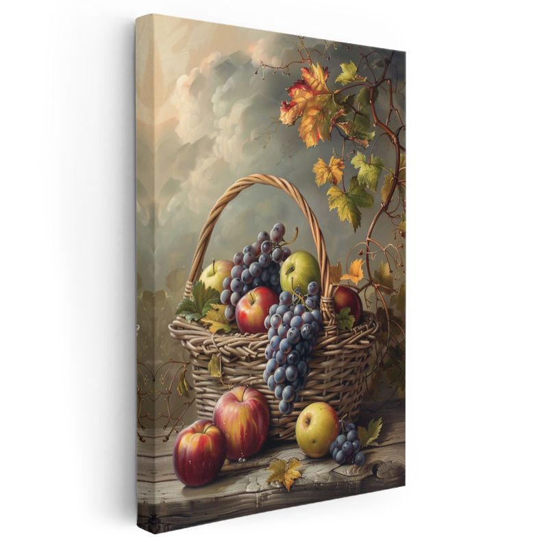 Sonbahar Hasadı - Klasik Meyve Sepeti Kompozisyonu Kanvas Tablo