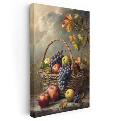 Sonbahar Hasadı - Klasik Meyve Sepeti Kompozisyonu Kanvas Tablo