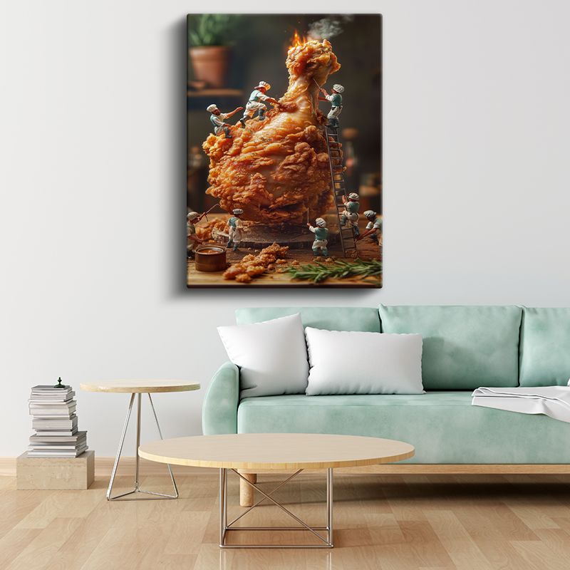 Çıtır Tavuk - Mizahi Mutfak Macerası Kanvas Tablo