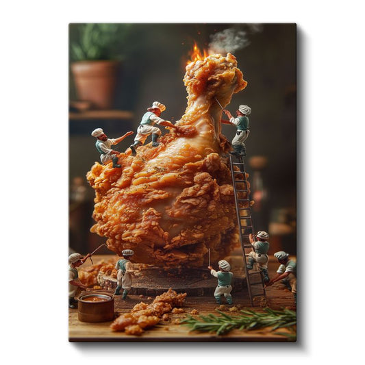 Çıtır Tavuk - Mizahi Mutfak Macerası Kanvas Tablo