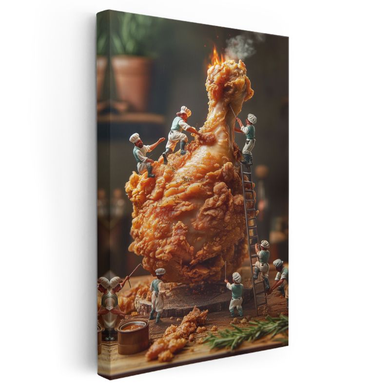 Çıtır Tavuk - Mizahi Mutfak Macerası Kanvas Tablo