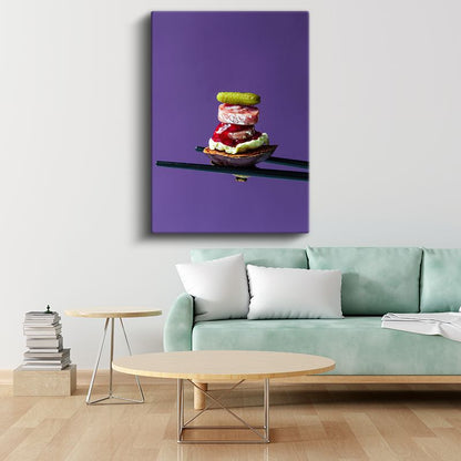 Mini Gurme Kulesi - Çubukla Sunulan Lezzetler Kanvas Tablo