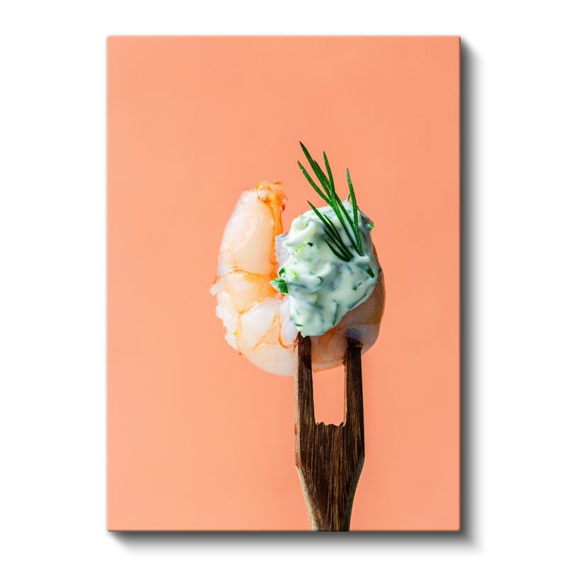 Karides Zarafeti - Çatalla Sunulan Deniz Lezzeti Kanvas Tablo