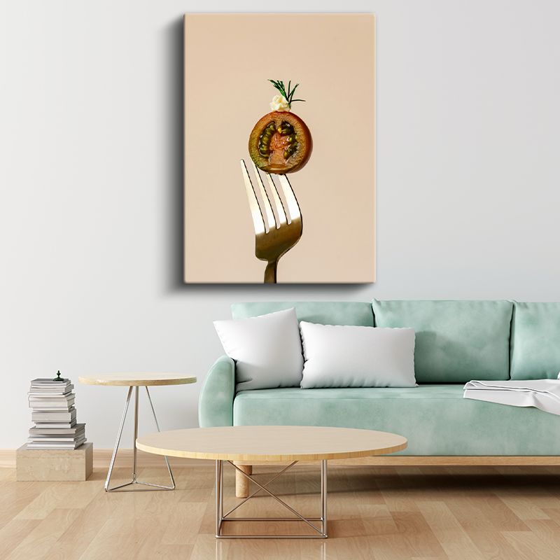 Kivi Dilimi - Çatalla Sunulan Egzotik Lezzet Kanvas Tablo