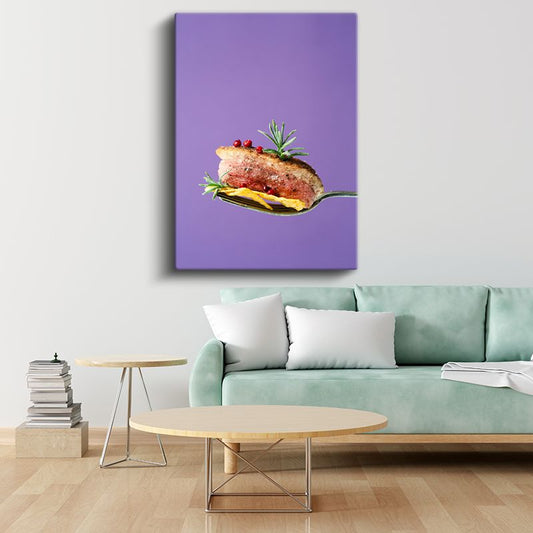 Gurme Lokma - Kaşıkta Sunulan Et Lezzeti Kanvas Tablo