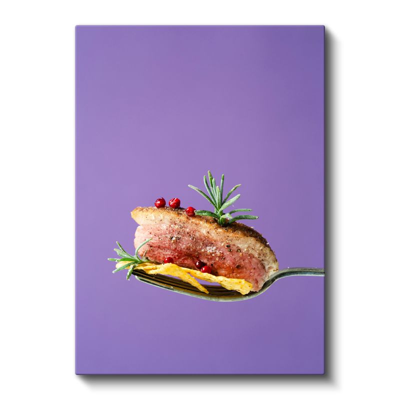 Gurme Lokma - Kaşıkta Sunulan Et Lezzeti Kanvas Tablo