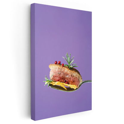 Gurme Lokma - Kaşıkta Sunulan Et Lezzeti Kanvas Tablo