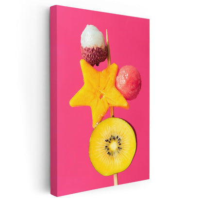 Tropik Meyve Şişi - Renkli Meyveler ve Dondurma Kanvas Tablo