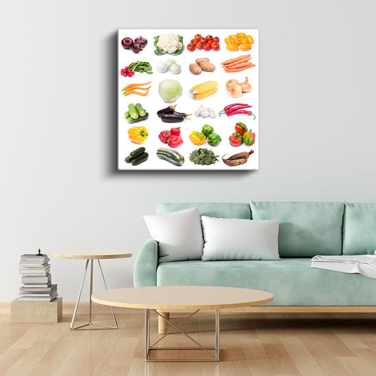 Sebze Çeşitleri - Taze Bahçe Ürünleri Kanvas Tablo