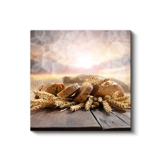 Fırından Taze - Rustik Ekmek ve Buğday Kanvas Tablo