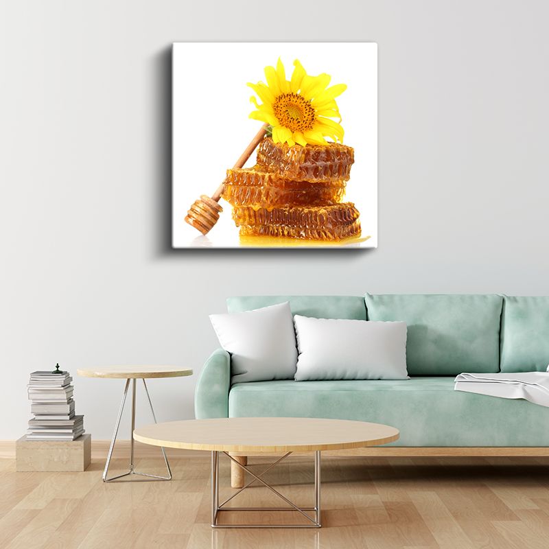 Altın Bal Peteği - Ayçiçeği Dokunuşlu Tatlı Lezzet Kanvas Tablo