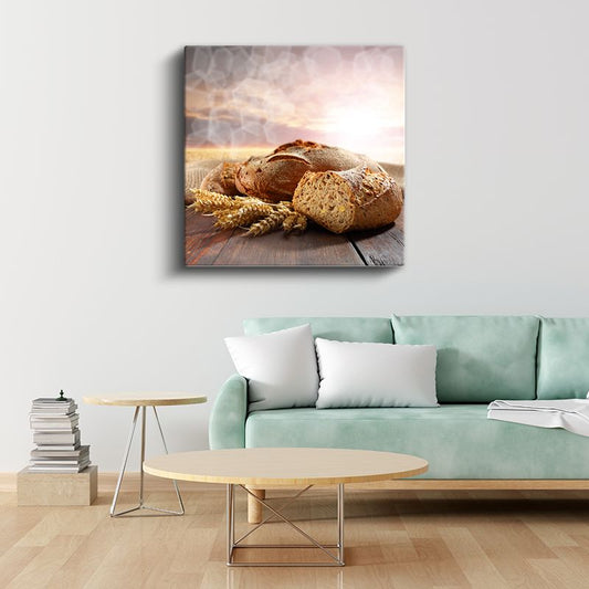 Ev Yapımı Ekmek - Buğday Başaklı Geleneksel Lezzet Kanvas Tablo