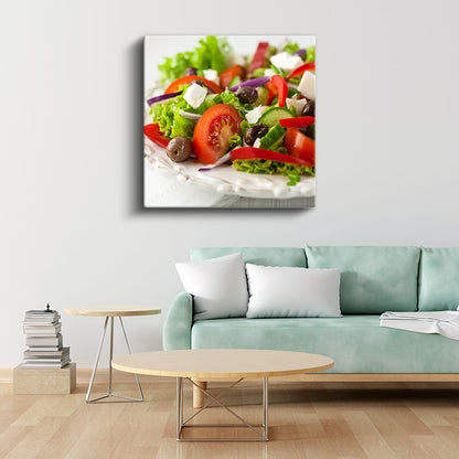 Akdeniz Salatası - Taze Sebzeli Sağlıklı Sunum Kanvas Tablo