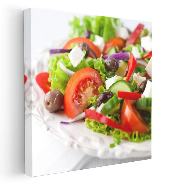 Renkli Salata Tabağı - Zeytinli Peynirli Akdeniz Lezzeti Kanvas Tablo