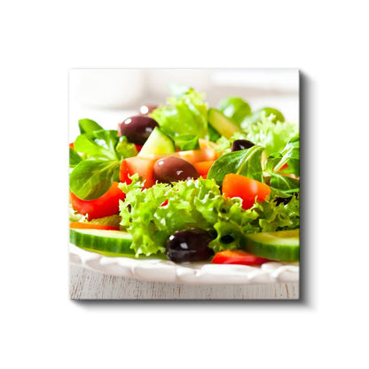 Taze Bahçe Salatası - Zeytinli Yeşillik Ziyafeti Kanvas Tablo