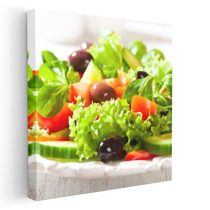 Taze Bahçe Salatası - Zeytinli Yeşillik Ziyafeti Kanvas Tablo