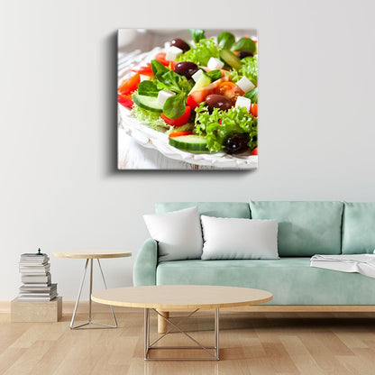 Akdeniz Yeşillikleri - Domates Salatalık Harmonisi Kanvas Tablo