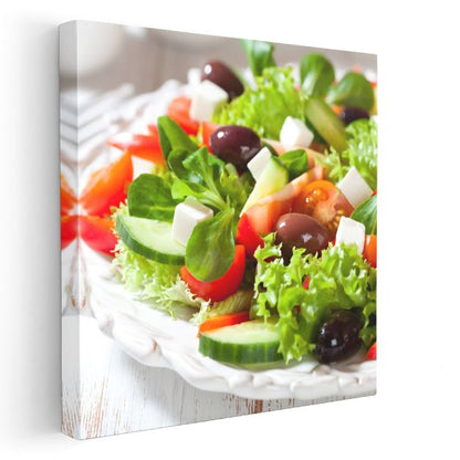 Akdeniz Yeşillikleri - Domates Salatalık Harmonisi Kanvas Tablo