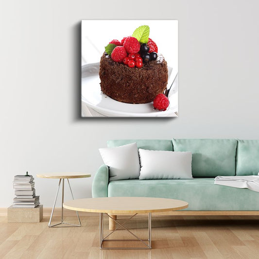 Çikolatalı Sufle - Orman Meyveli Tatlı Lezzet Kanvas Tablo