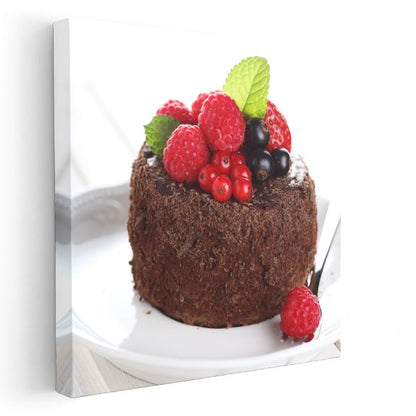Çikolatalı Sufle - Orman Meyveli Tatlı Lezzet Kanvas Tablo