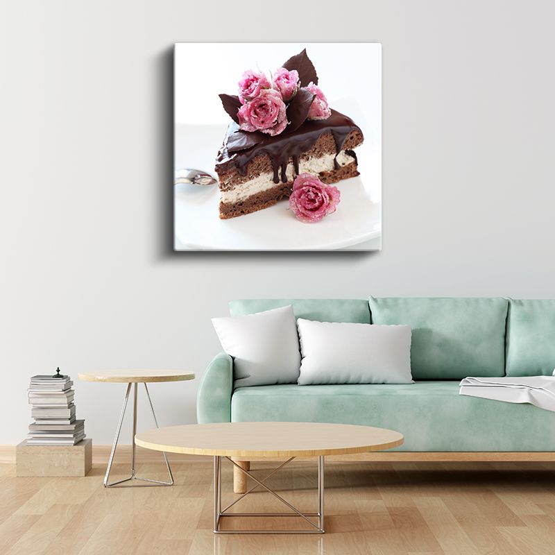 Çikolatalı Pasta - Gül Süslemeli Lezzet Kanvas Tablo