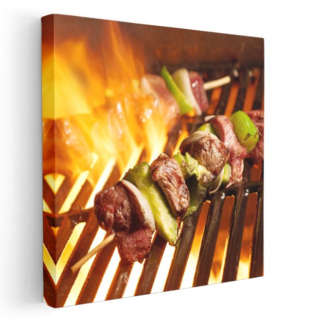 Mangal Keyfi - Ateşte Pişen Şiş Kebap Kanvas Tablo