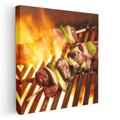 Mangal Keyfi - Ateşte Pişen Şiş Kebap Kanvas Tablo