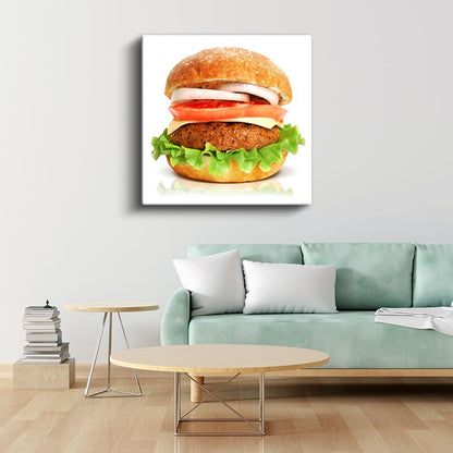Lezzetli Hamburger - Taze Malzemeli Gurme Kanvas Tablo