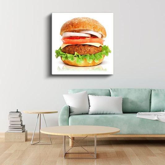 Lezzetli Hamburger - Taze Malzemeli Gurme Kanvas Tablo