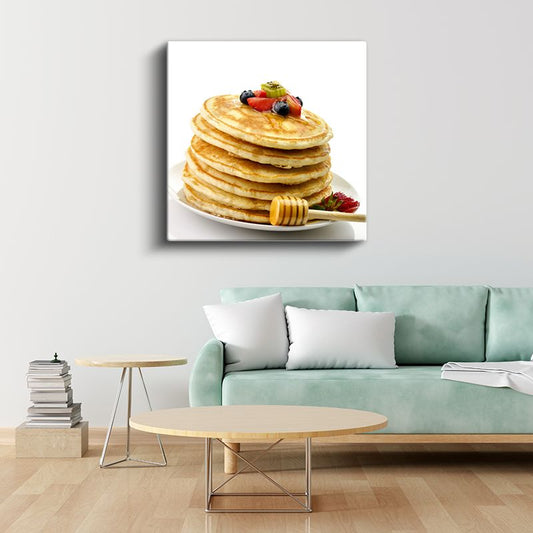 Pancake Kulesi - Ballı Meyve Süslemeli Kanvas Tablo