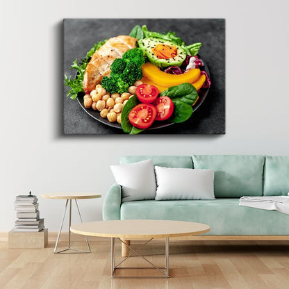 Protein Tabağı - Renkli Sağlıklı Beslenme Kanvas Tablo