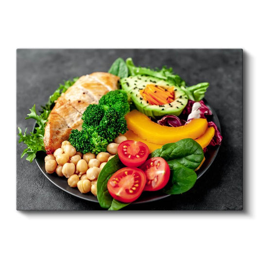 Protein Tabağı - Renkli Sağlıklı Beslenme Kanvas Tablo