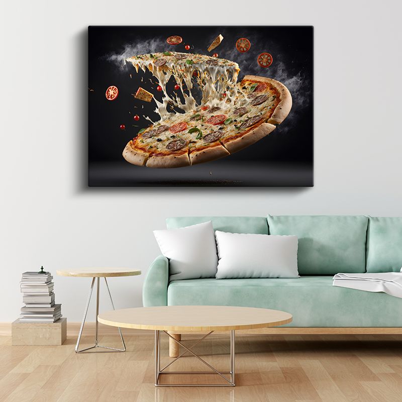 İtalyan Pizzası - Uzayan Peynir Lezzeti Kanvas Tablo