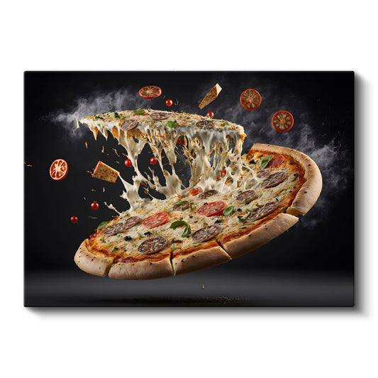 İtalyan Pizzası - Uzayan Peynir Lezzeti Kanvas Tablo