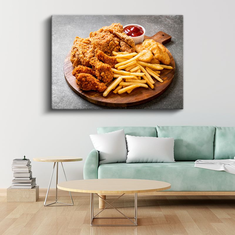 Çıtır Tavuk - Altın Patates Kızartması Kanvas Tablo