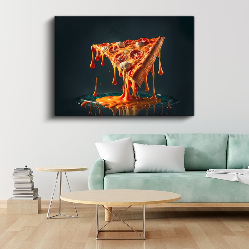 Eriyen Peynirli Pizza - Lezzetin Akışkan Hali Kanvas Tablo
