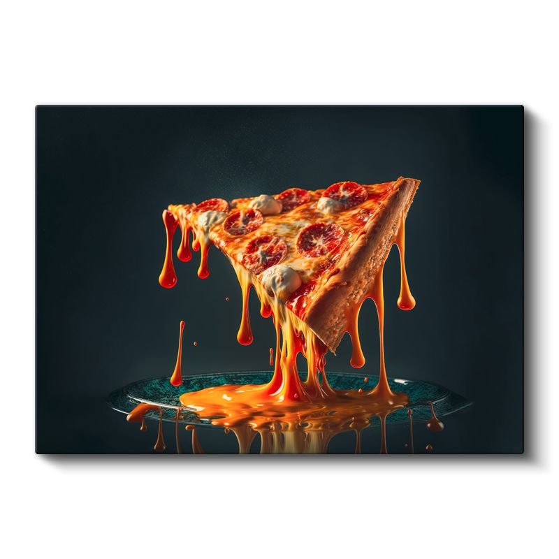 Eriyen Peynirli Pizza - Lezzetin Akışkan Hali Kanvas Tablo