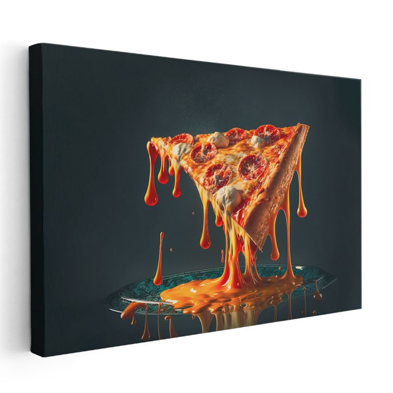 Eriyen Peynirli Pizza - Lezzetin Akışkan Hali Kanvas Tablo