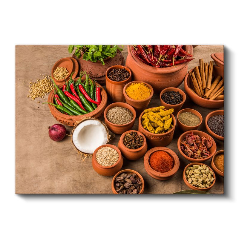 Baharat Şöleni - Geleneksel Toprak Kaplarda Sunulan Lezzetler Kanvas Tablo